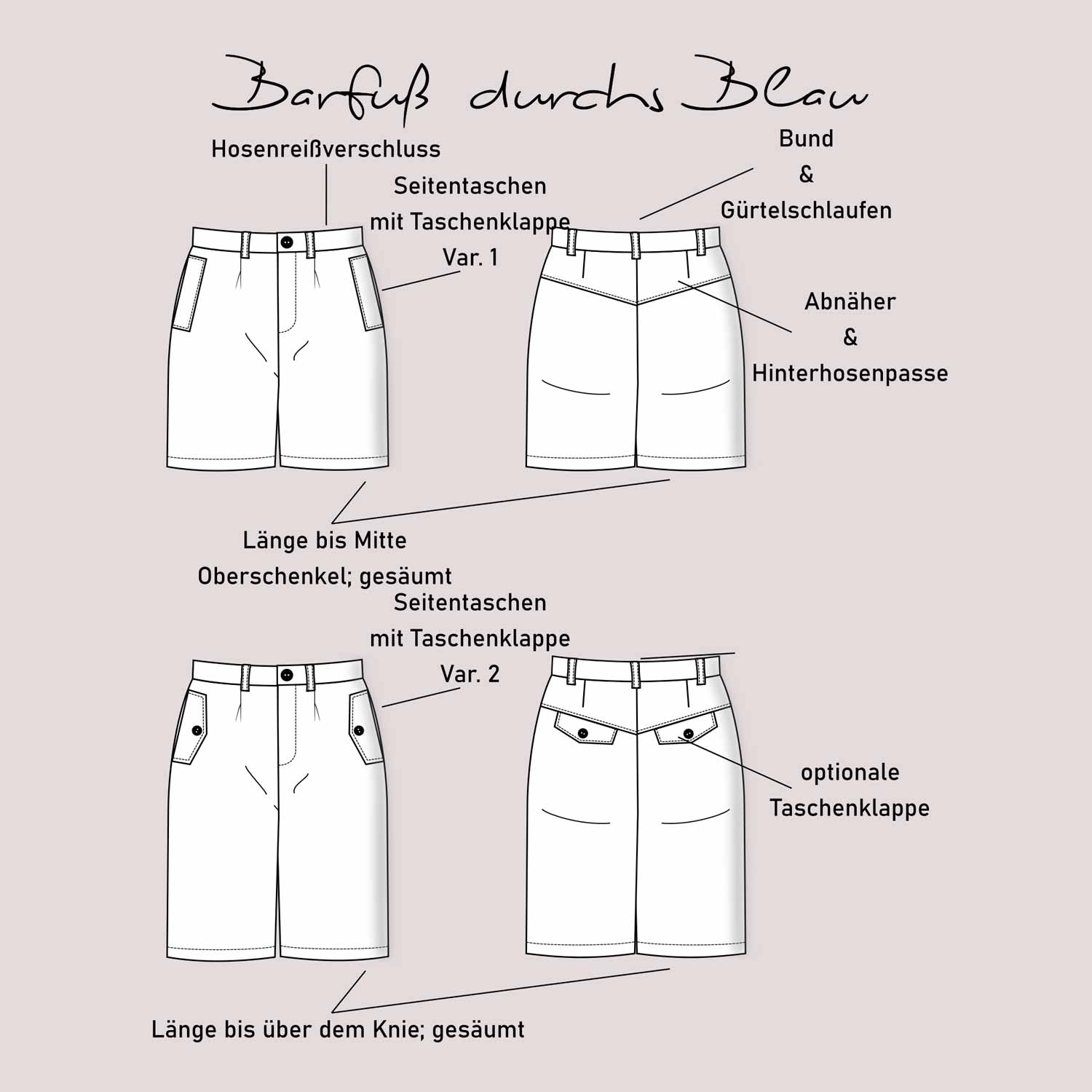 Shorts - Barfuß durchs Blau - Schnittmuster eBook-1 Shorts - Barfuß durchs Blau - Schnittmuster eBook-1