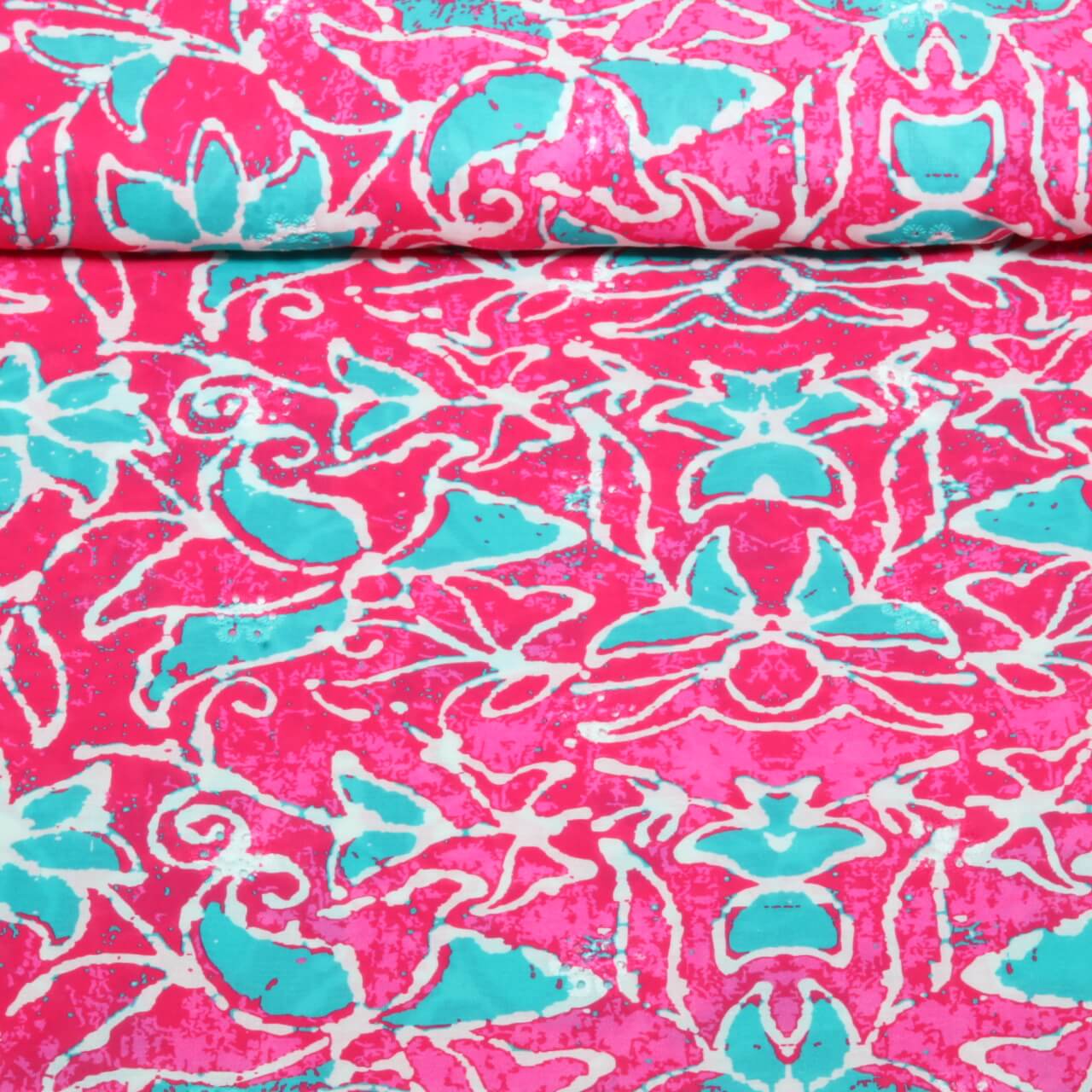 Coton tissé - Impression numérique Batik bord arc Fuchsia-0 Coton tissé - Impression numérique Batik bord arc Fuchsia-0