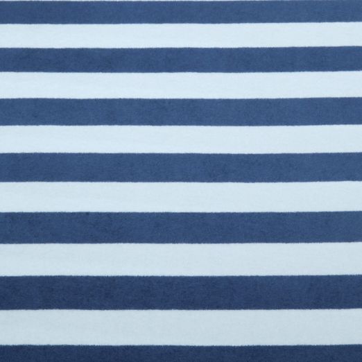 Stretch Frottee - Blockstreifen Weiß Blau