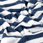 Stretch Frottee - Blockstreifen Weiß Blau