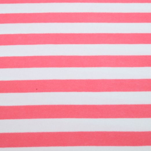 Stretch Frottee - Blockstreifen Weiß Pink