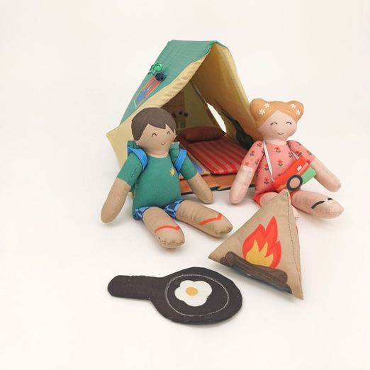 Panel Baumwoll-Popeline - Spielset Let´s go Camping Mehrfarbig