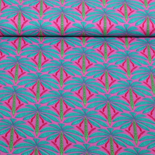 Viskose Voile - Beach Kollektion Palmen Dunkelrosa Viskose Voile - Beach Kollektion Palmen Dunkelrosa
