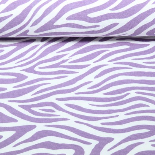 Sweat d'été - French Terry crêpe zèbre Blanc Violet Sweat d'été - French Terry crêpe zèbre Blanc Violet