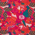Viskose - Blumen und Blätter Fuchsia Viskose - Blumen und Blätter Fuchsia