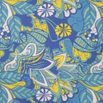 Viskose - Blumen und Blätter Blau Viskose - Blumen und Blätter Blau
