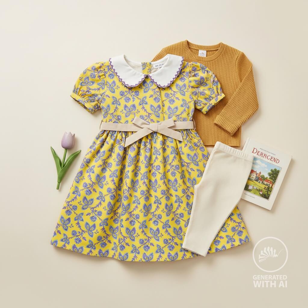 Jersey - Fleurs et feuilles Jaune-1 Jersey - Fleurs et feuilles Jaune-1