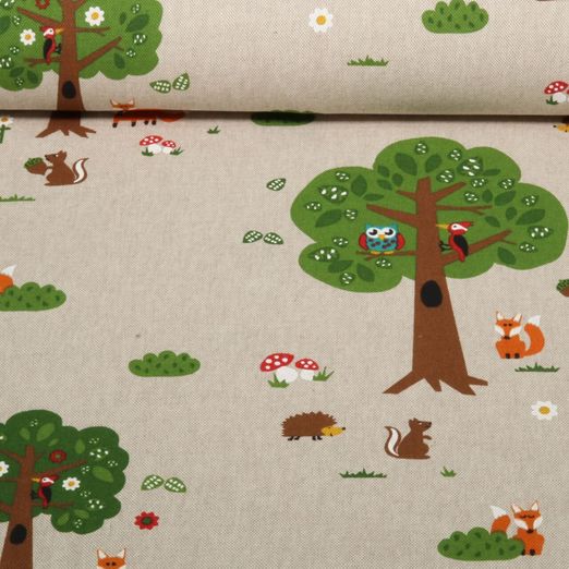 Canvas - Leinenlook Waldtiere Sand Canvas - Leinenlook Waldtiere Sand