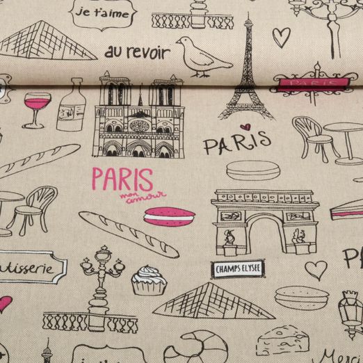 Toile - Aspect lin Paris Rose vif Toile - Aspect lin Paris Rose vif