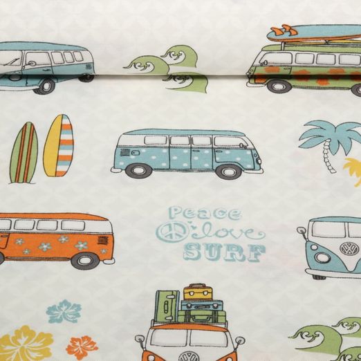 Toile canevas - VW Combi Van Peace Love Surf Gris clair Multicolore Toile canevas - VW Combi Van Peace Love Surf Gris clair Multicolore