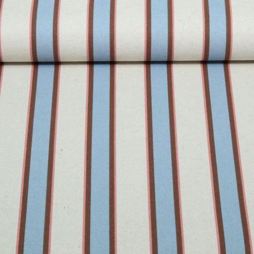 Toile - aspect lin rayures Beige Bleu clair Toile - aspect lin rayures Beige Bleu clair