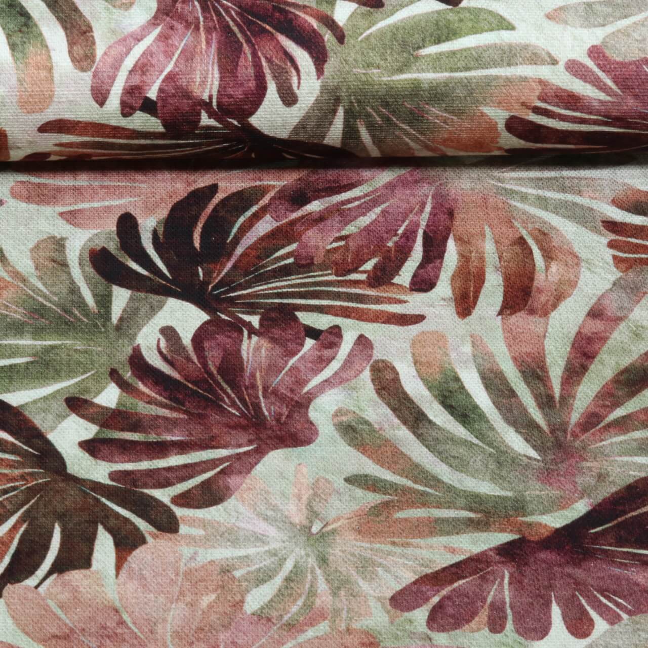 Toile canevas en coton - Motifs d’impression numérique « Slub » : Vert menthe et Bordeaux-0 Toile canevas en coton - Motifs d’impression numérique « Slub » : Vert menthe et Bordeaux-0