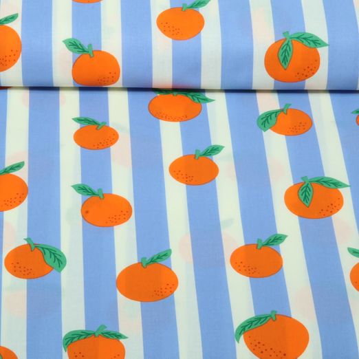 Beschichtete Baumwolle- Orangen Blau