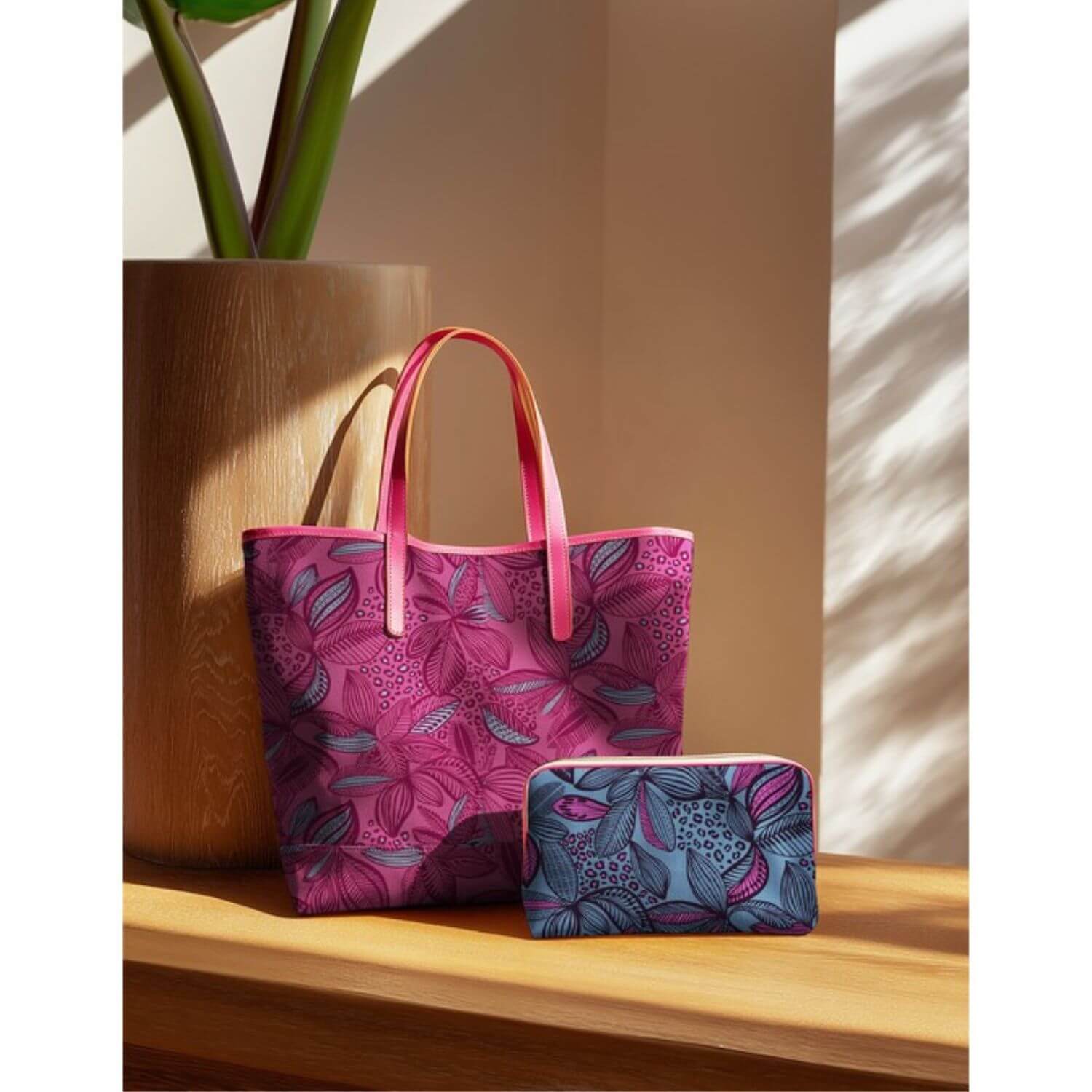 Beschichtete Baumwolle - Blätter Fuchsia-1 Beschichtete Baumwolle - Blätter Fuchsia-1