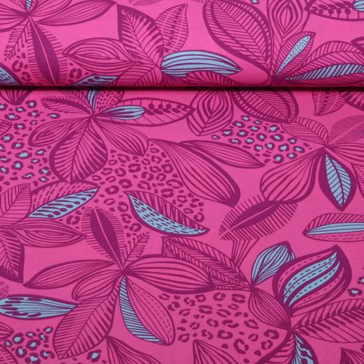 Beschichtete Baumwolle - Blätter Fuchsia Beschichtete Baumwolle - Blätter Fuchsia