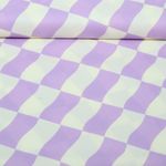 Coton enduit - Carreaux Ecru Violet Coton enduit - Carreaux Ecru Violet
