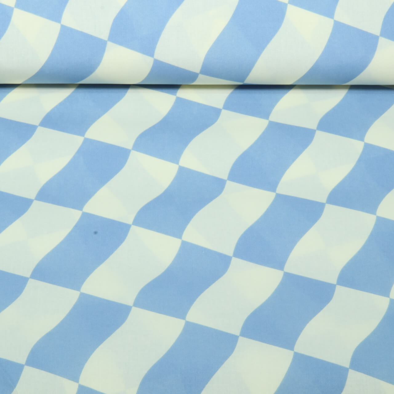 Beschichtete Baumwolle - Karos Ecru Blau-0 Beschichtete Baumwolle - Karos Ecru Blau-0