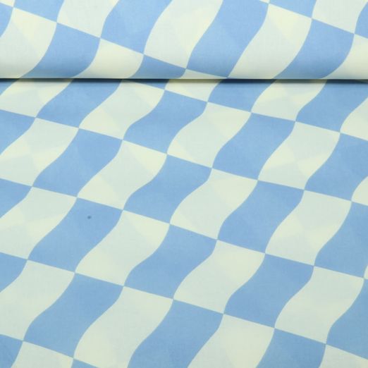 Beschichtete Baumwolle - Karos Ecru Blau Beschichtete Baumwolle - Karos Ecru Blau
