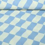 Coton enduit - Carreaux Ecru Bleu Coton enduit - Carreaux Ecru Bleu