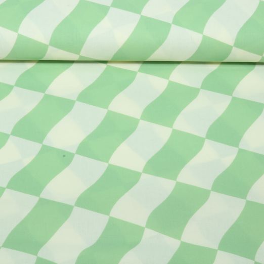 Coton enduit - Carreaux Ecru et Vert Coton enduit - Carreaux Ecru et Vert
