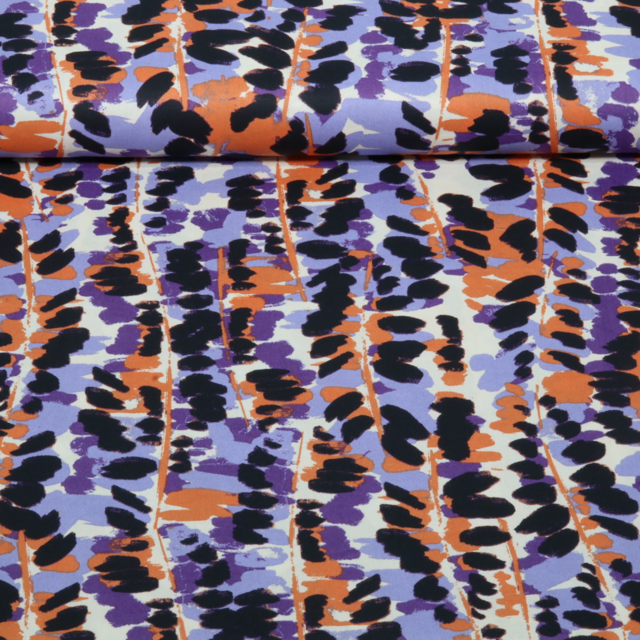 Coton-viscose - Motif abstrait violet-0 Coton-viscose - Motif abstrait violet-0