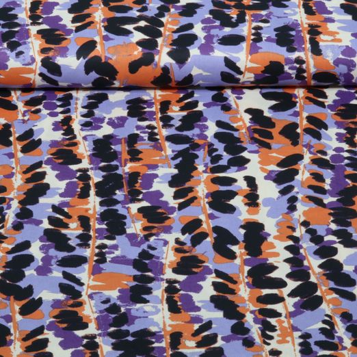 Coton-viscose - Motif abstrait violet Coton-viscose - Motif abstrait violet