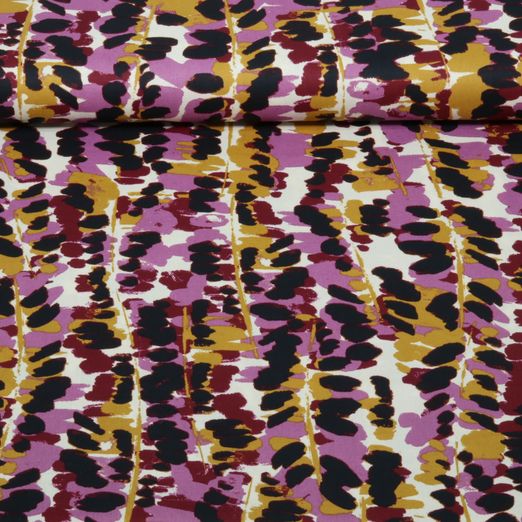 Coton-viscose - Motif abstrait Bordeaux Coton-viscose - Motif abstrait Bordeaux