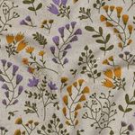 Tela rivestita - Effetto lino, fiori, beige ocra Tela rivestita - Effetto lino, fiori, beige ocra