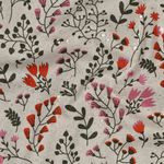 Tela rivestita - Effetto lino, fiori, beige e rosa Tela rivestita - Effetto lino, fiori, beige e rosa