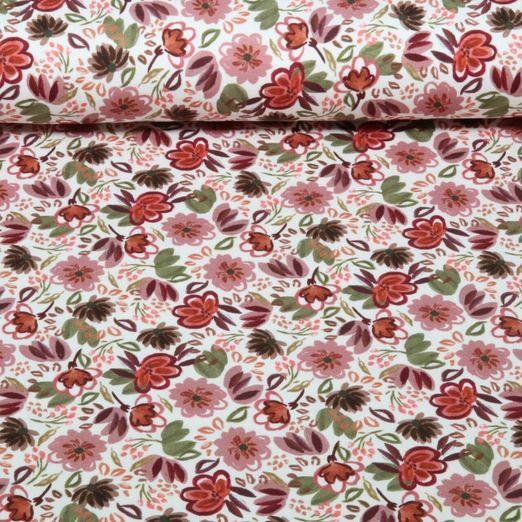 Jersey - Motifs floraux en impression numérique blanche Jersey - Motifs floraux en impression numérique blanche