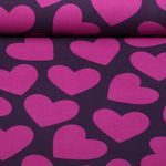 Softsweat - Große Herzen Aubergine Magenta Angeraut