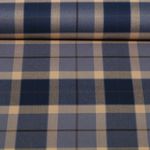 Tissu mode - Motif tartan à carreaux bleu marine et camel Tissu mode - Motif tartan à carreaux bleu marine et camel