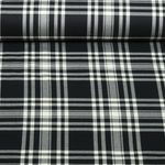 Tissu mode - Motif tartan classique à carreaux, Ecru et Noir