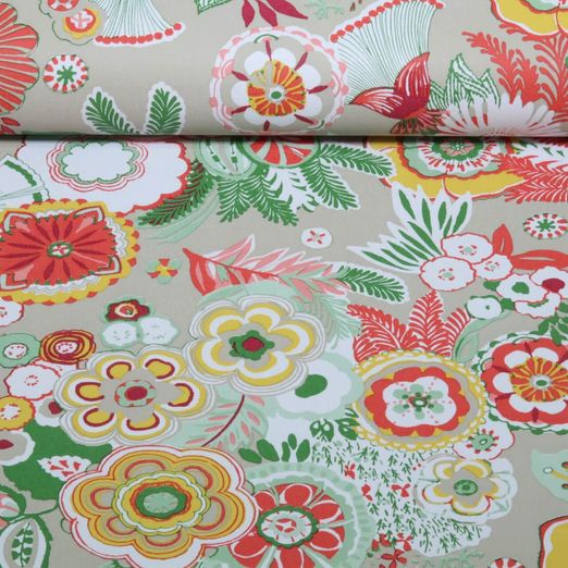 Toile cirée - PVC, fleurs d'azalée, Gris Multicolore Toile cirée - PVC, fleurs d'azalée, Gris Multicolore