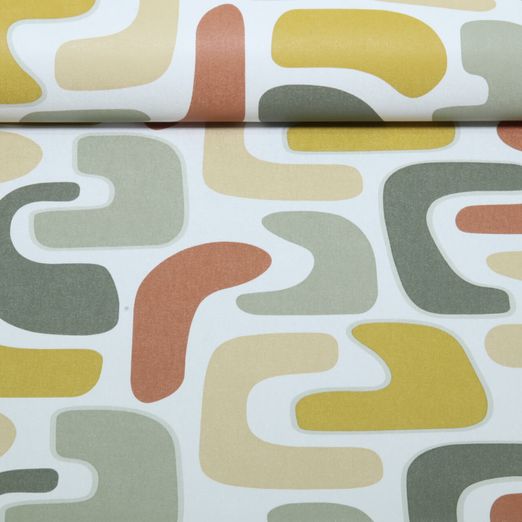 Toile cirée - PVC rétro blanc multicolore Toile cirée - PVC rétro blanc multicolore