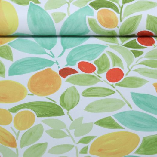 Toile cirée - PVC « Fruits d'Amalfi » Blanc Multicolore Toile cirée - PVC « Fruits d'Amalfi » Blanc Multicolore