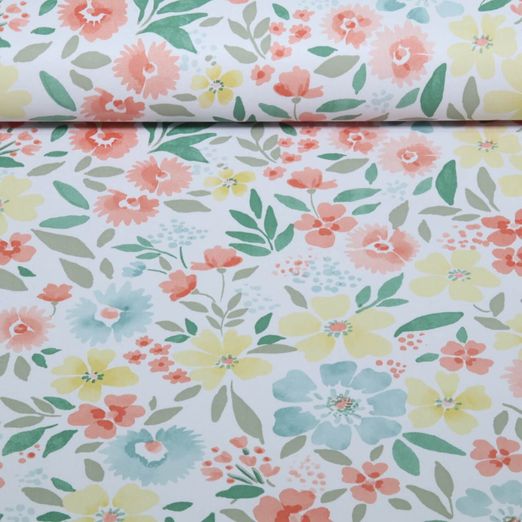 Toile cirée - PVC Fleurs multicolores Blanc Multicolore Toile cirée - PVC Fleurs multicolores Blanc Multicolore