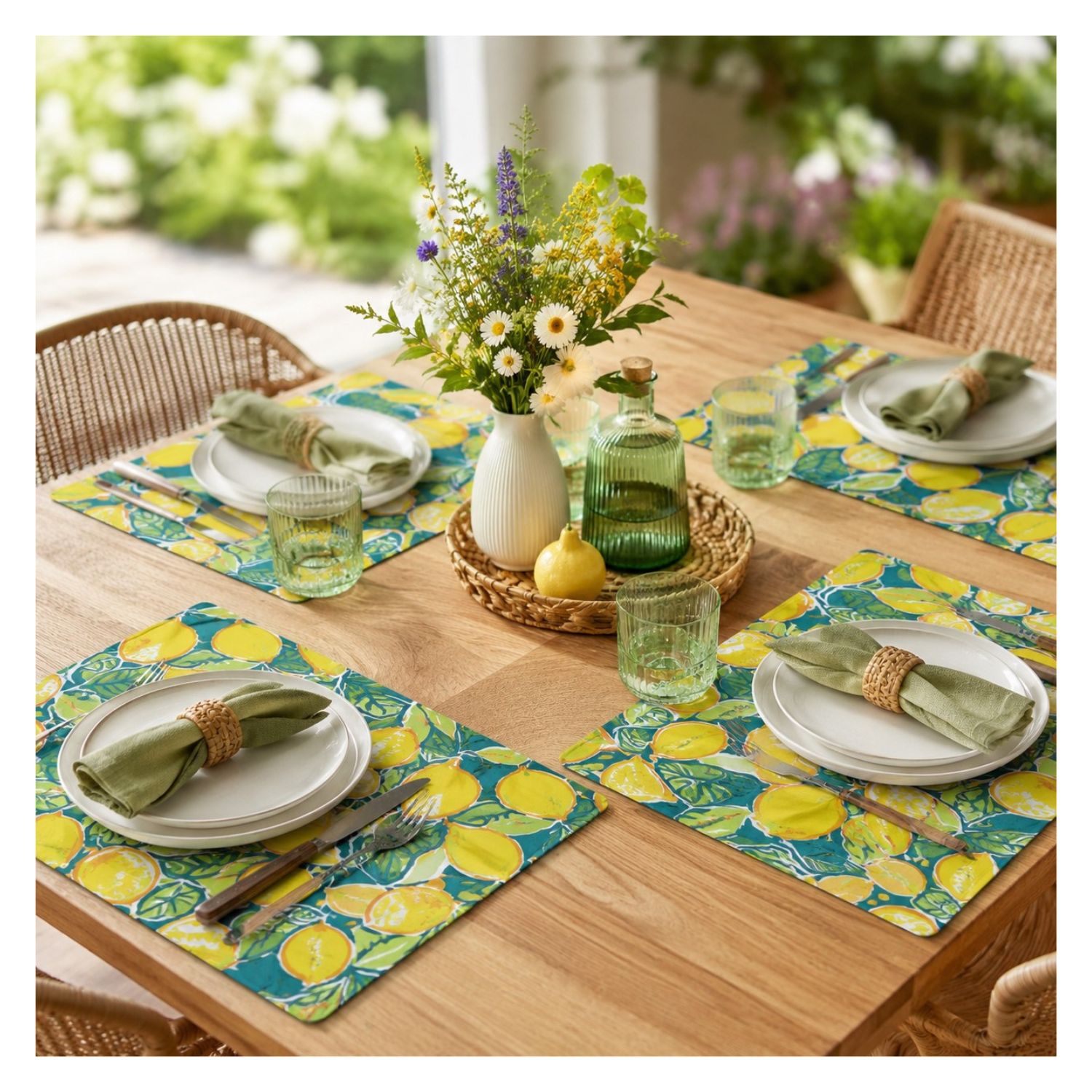 Toile cirée - PVC vert vert et jaune-1 Toile cirée - PVC vert vert et jaune-1