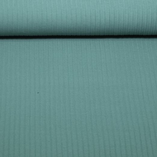 Jersey côtelé - Cannelures XL 5 mm, uni Bleu pétrole