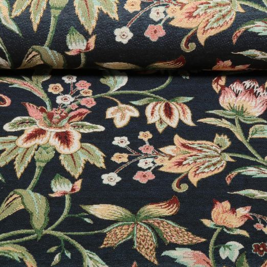Gobelin - Mélange de fleurs Bleu marine Multicolore