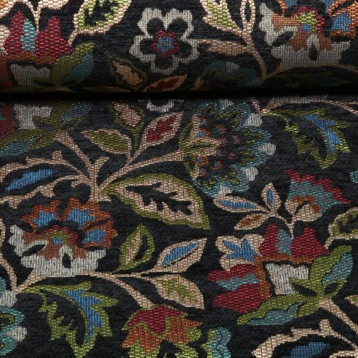 Gobelin Chenille - Fleurs noires