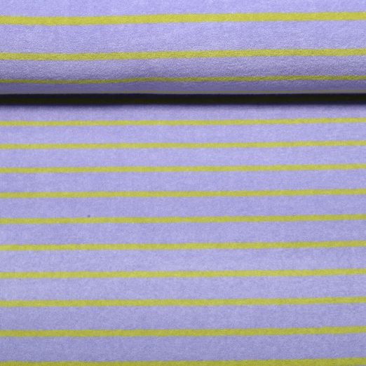 Tissu d'éponge extensible - Rayures violet-citron vert, teint dans la masse