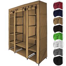 Armadio Per Biancheria RELOVE - 175x150x45 Cm, Tela, Con Asta Appendiabiti, Nero, Per Campeggio O Casa - Foto 6