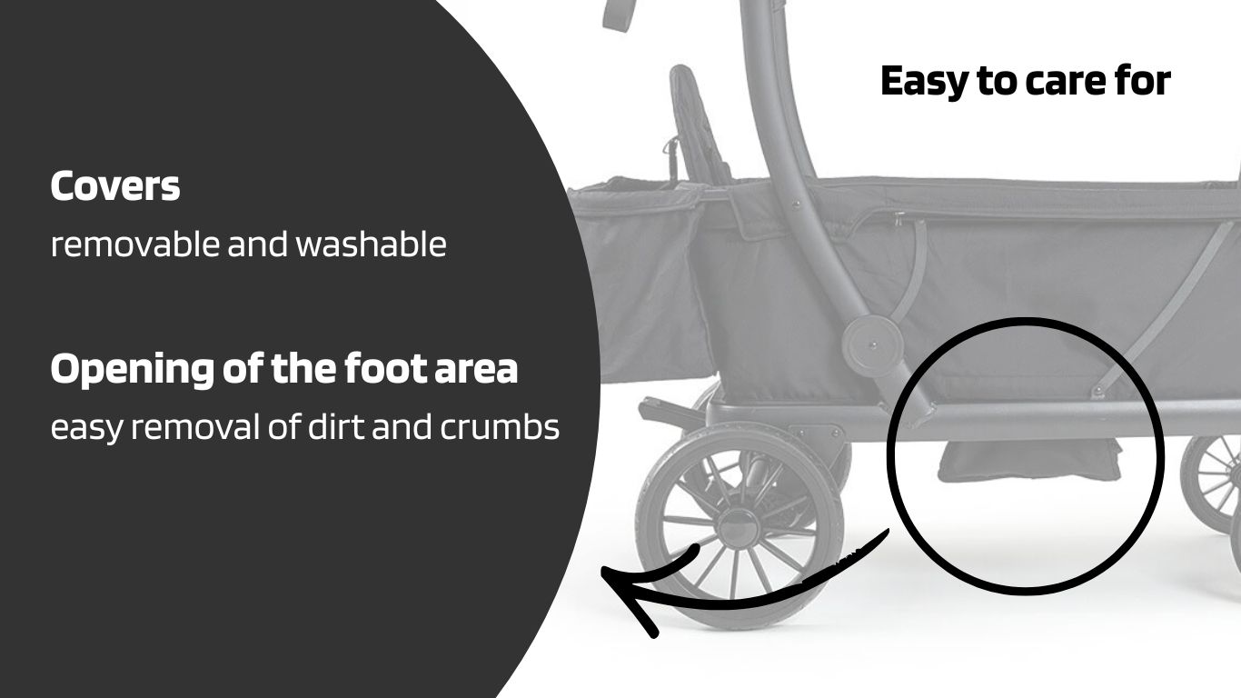 Easy-care – The wagon covers can be removed and washed at 30°C.