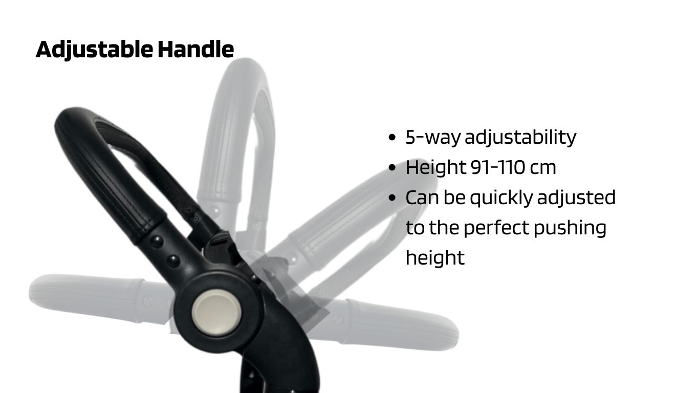 The handle is adjustable in 5 levels.