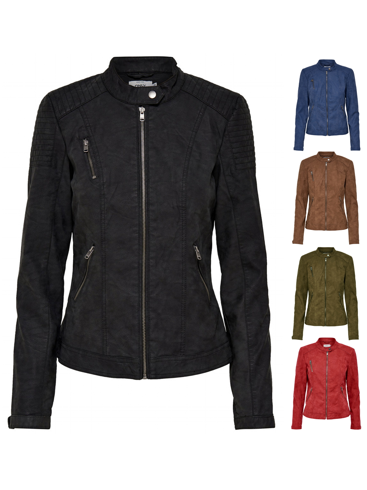 Only Damen Kunst-leder Jacke 34 36 38 40 42 Übergangsjacke ...