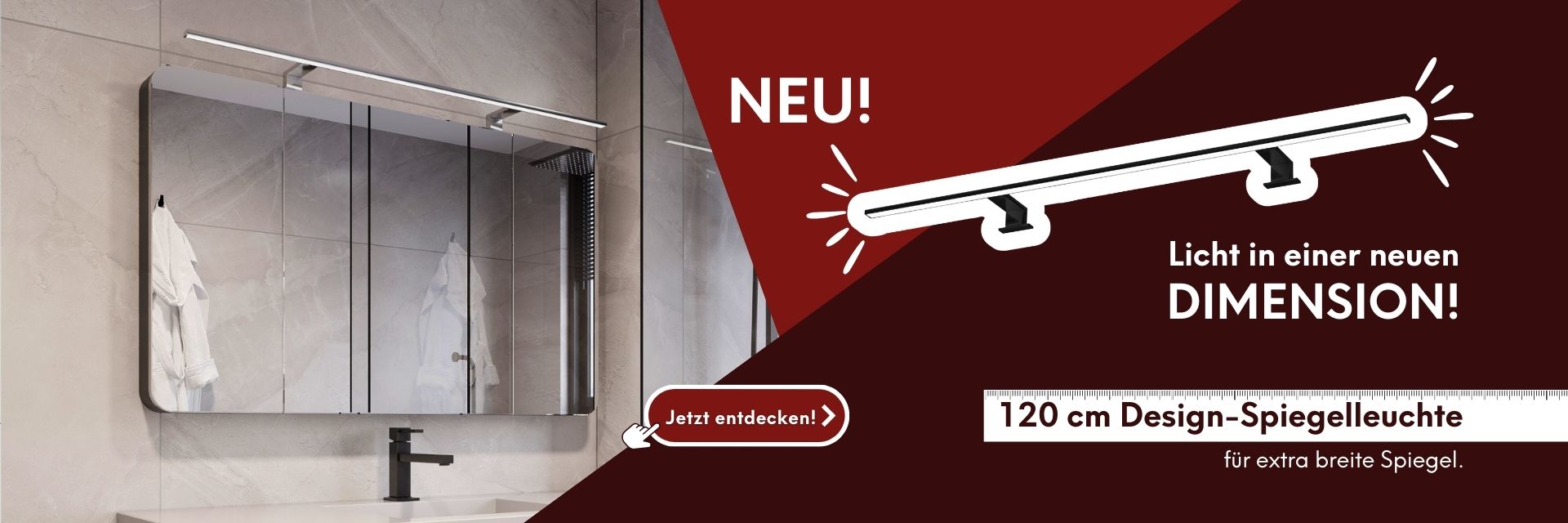 120 cm lange LED-Spiegelleuchte in Chromoptik für breite Badezimmerspiegel – modernes Lichtdesign für mehr Ausleuchtung