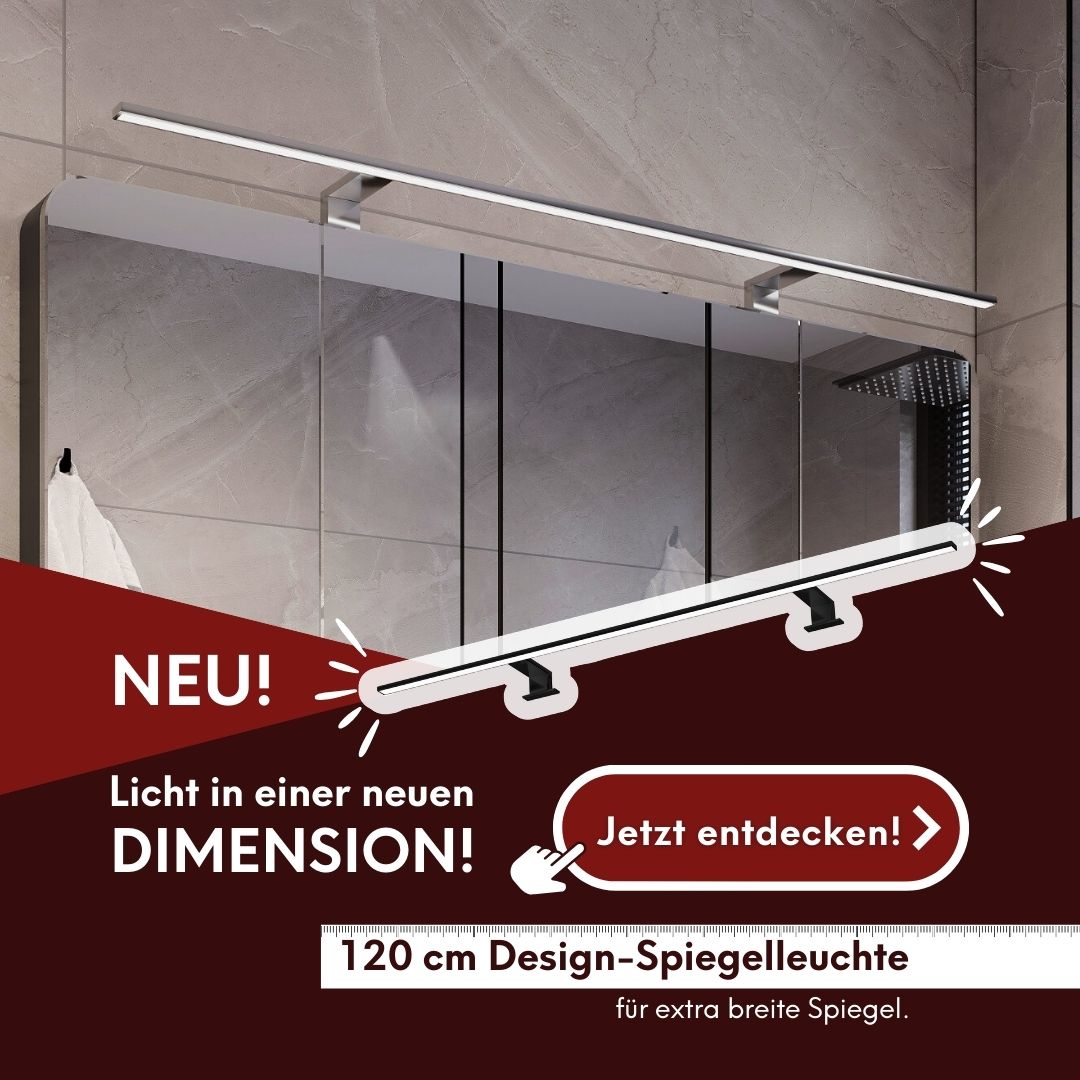 120 cm lange LED-Spiegelleuchte in Chromoptik für breite Badezimmerspiegel – modernes Lichtdesign für mehr Ausleuchtung