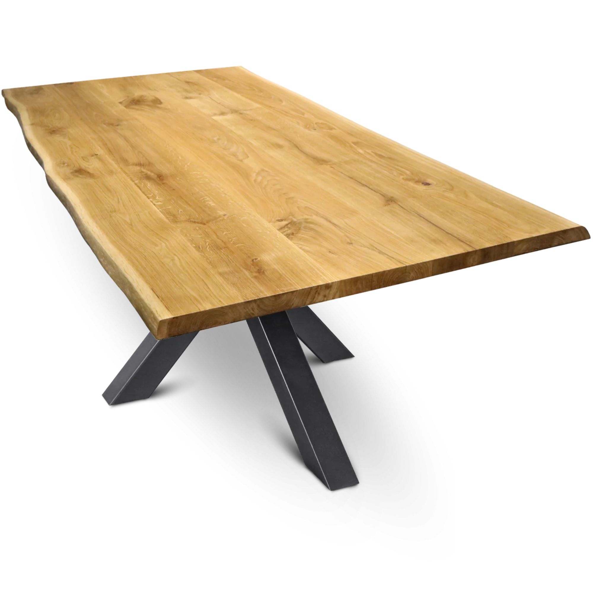 Product Image for kalb Massivholztisch Eiche, wählbare Größen 180x85 cm – 300x100 cm, natürliche oder gerade Baumkante, geölt, 4 cm massive Tischplatte, robust & 