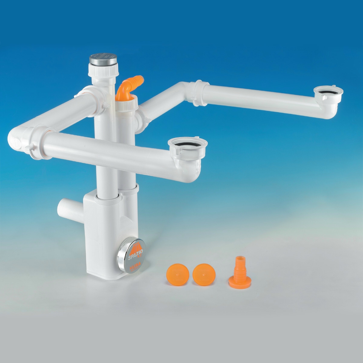 AlcaPlast A448 Doppel Spülbecken Siphon 1,5' | Ablaufgarnitur Ohne Geräteanschluss